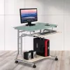 Techly Mesa de PC compacta em metal e vidro com rodas ICA-TB 3791A
