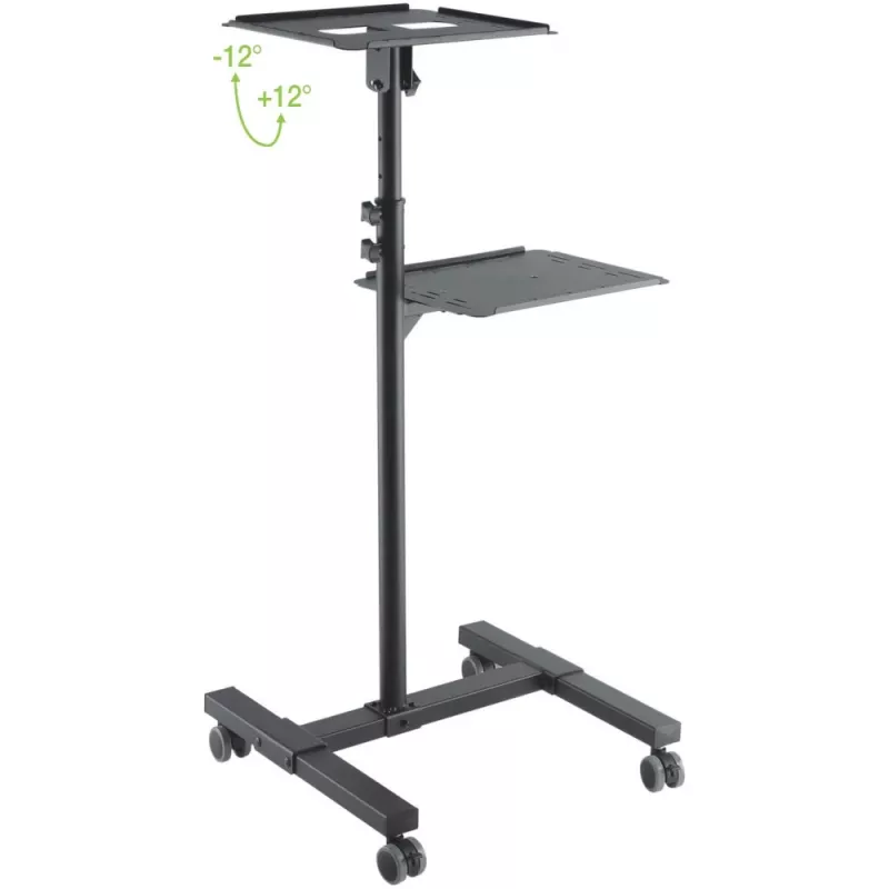 Techly ICA-TB TPM-10 carrinho ajustável em altura para projetor e portátil com prateleira, preto