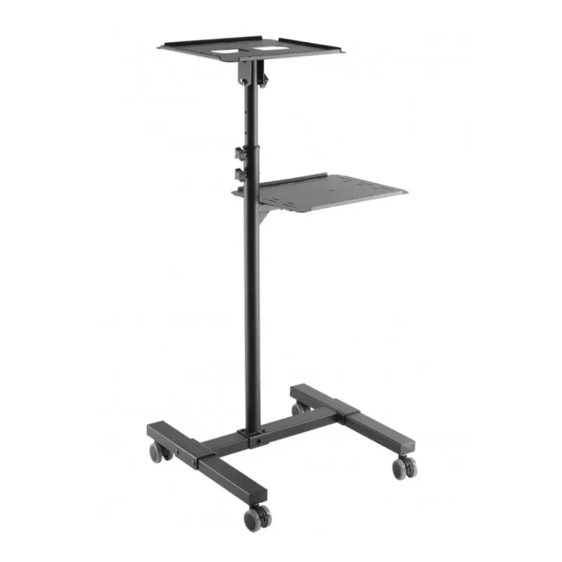 Techly ICA-TB TPM-10 carrinho ajustável em altura para projetor e portátil com prateleira, preto