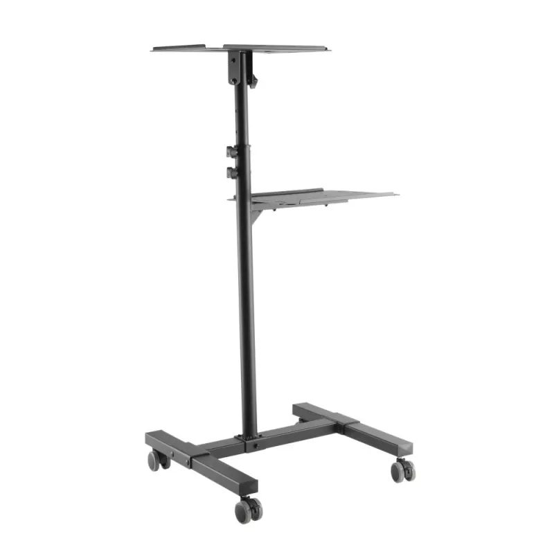 Techly ICA-TB TPM-10 carrinho ajustável em altura para projetor e portátil com prateleira, preto