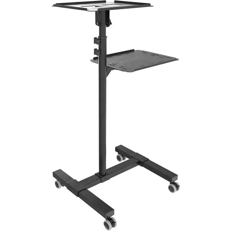 Techly ICA-TB TPM-10 carrinho ajustável em altura para projetor e portátil com prateleira, preto