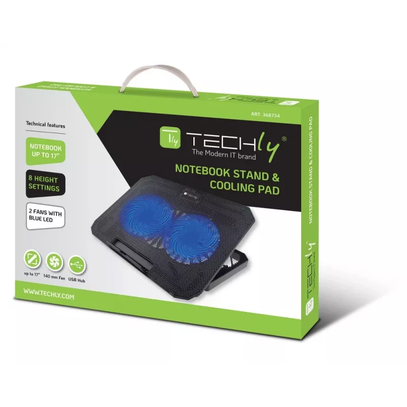 Techly ICOOL-CP11TY suporte para portátil preto 43,2 cm (17 polegadas)