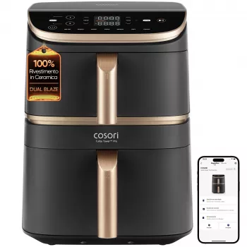 Cosori Turbo Tower Pro Smart fritadeira de ar quente individual 10,8 L de instalação livre 2630 W preto, dourado