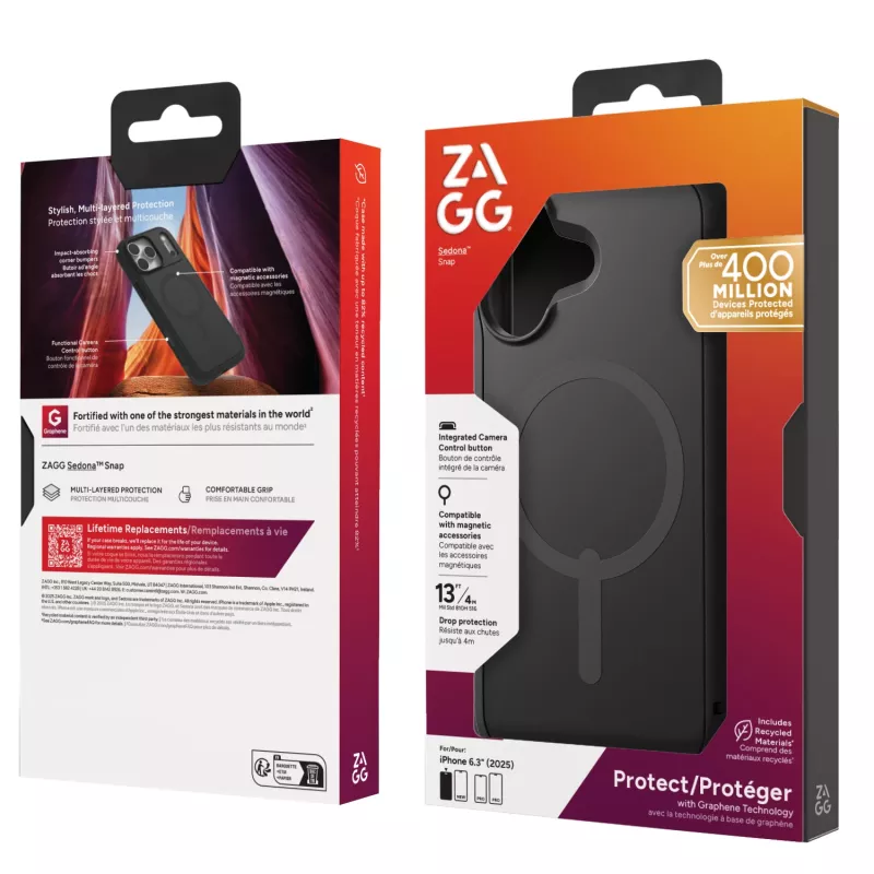 ZAGG Sedona Snap capa para Apple iPhone 17 Flood preto, capa, Apple, iPhone 17, 16 cm (6,3 polegadas), preto
