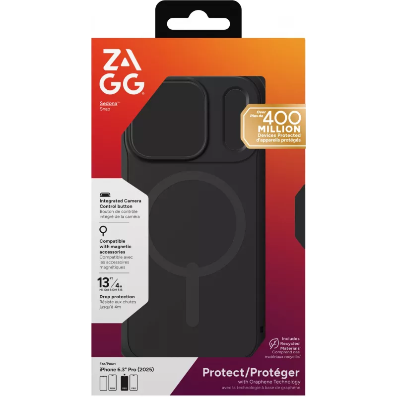 ZAGG Sedona Snap capa para Apple iPhone 17 Pro Flood preto, capa, Apple, iPhone 17 Pro, 16 cm (6,3 polegadas), preto
