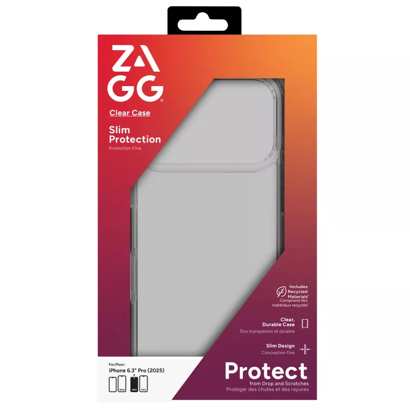 ZAGG Clear Case para Apple iPhone 17 Pro, capa, Apple, iPhone 17 Pro, 16 cm (6,3 polegadas), transparente