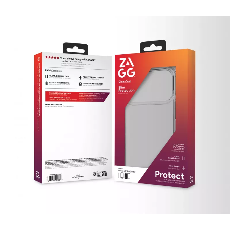 ZAGG Clear Case para Apple iPhone 17 Pro, capa, Apple, iPhone 17 Pro, 16 cm (6,3 polegadas), transparente