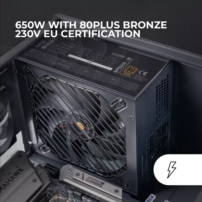 Fonte de alimentação Mars Gaming MPB650SIM 650 W 24-pin ATX ATX preto