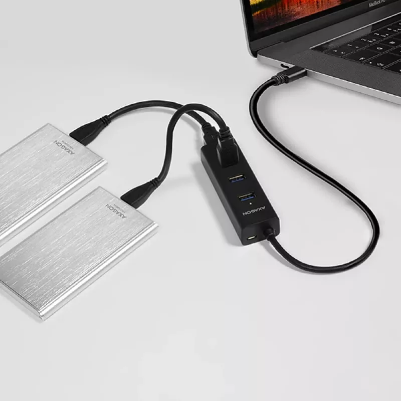 Hub de interfaces Axagon HUE-S2C USB 3.2 Gen 1 (3.1 Gen 1) Type-A 5000 Mbit/s preto