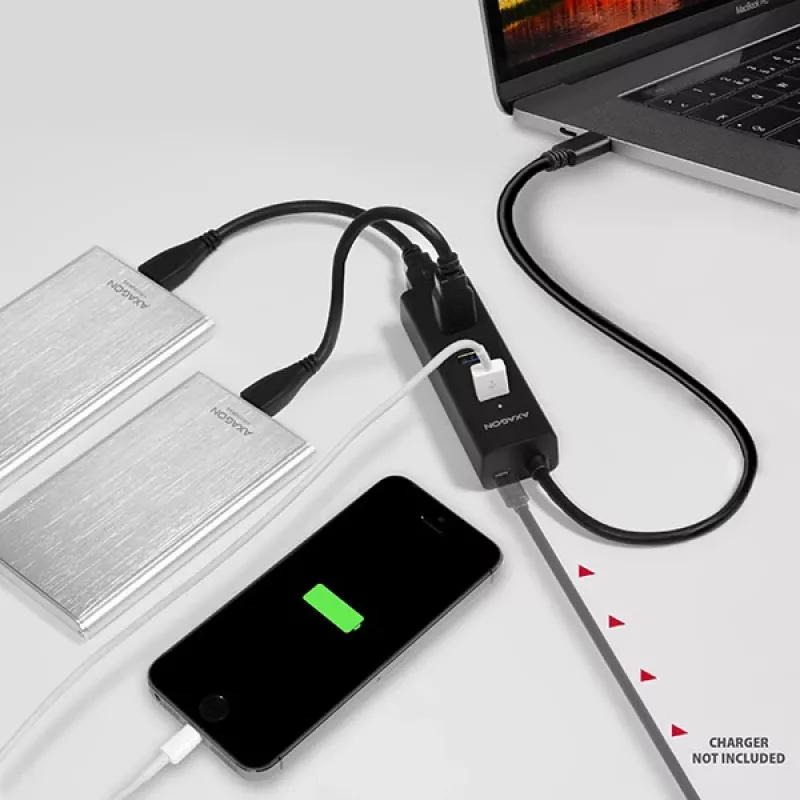 Hub de interfaces Axagon HUE-S2C USB 3.2 Gen 1 (3.1 Gen 1) Type-A 5000 Mbit/s preto