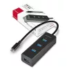 Hub de interfaces Axagon HUE-S2C USB 3.2 Gen 1 (3.1 Gen 1) Type-A 5000 Mbit/s preto
