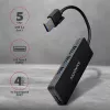 Hub USB SuperSpeed fino Axagon, USB 3.2 Gen 1 (3.1 Gen 1) Type-A, USB 3.2 Gen 1 (3.1 Gen 1) Type-A, 5000 Mbit/s, preto, plástico, 0,14 m