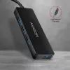 Hub USB SuperSpeed fino Axagon, USB 3.2 Gen 1 (3.1 Gen 1) Type-A, USB 3.2 Gen 1 (3.1 Gen 1) Type-A, 5000 Mbit/s, preto, plástico, 0,14 m