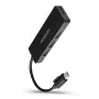 Hub USB-C SuperSpeed fino Axagon, USB 3.2 Gen 1 (3.1 Gen 1) Type-C, USB 3.2 Gen 1 (3.1 Gen 1) Type-A, 5000 Mbit/s, preto, plástico, 0,14 m