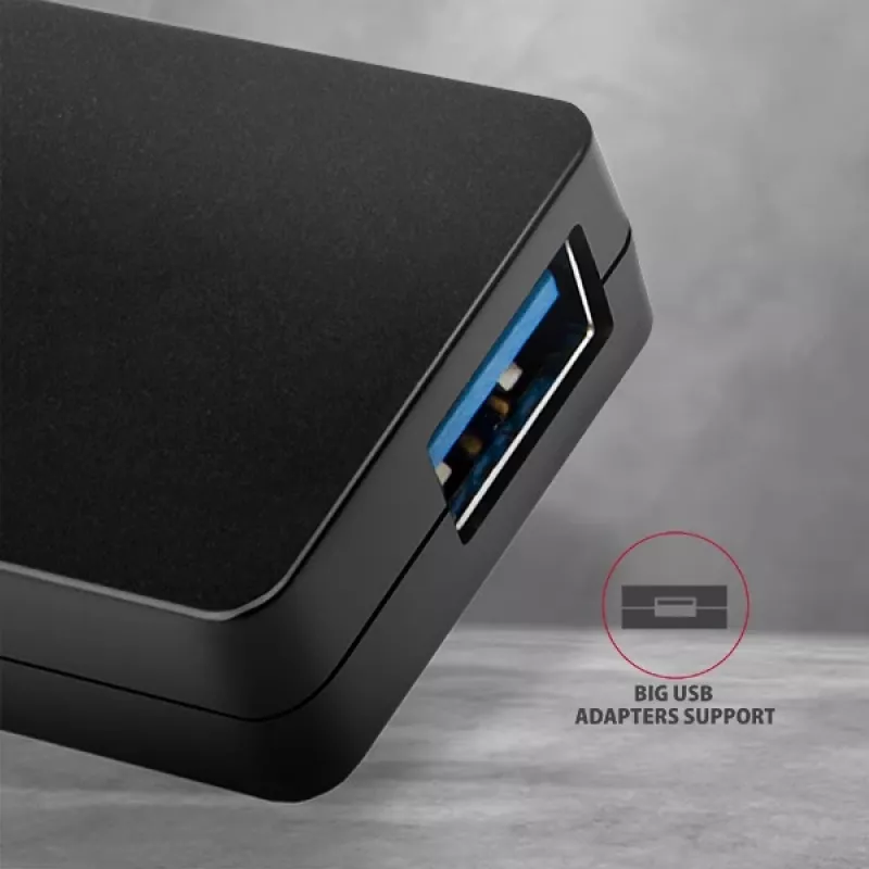 Hub USB-C SuperSpeed fino Axagon, USB 3.2 Gen 1 (3.1 Gen 1) Type-C, USB 3.2 Gen 1 (3.1 Gen 1) Type-A, 5000 Mbit/s, preto, plástico, 0,14 m