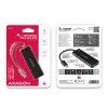 Hub USB-C SuperSpeed fino Axagon, USB 3.2 Gen 1 (3.1 Gen 1) Type-C, USB 3.2 Gen 1 (3.1 Gen 1) Type-A, 5000 Mbit/s, preto, plástico, 0,14 m