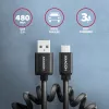 Cabo de dados e carregamento Axagon USB 2.0 comprimento 1,1 m. 3A. Preto espiralado. Cabo USB USB A USB C