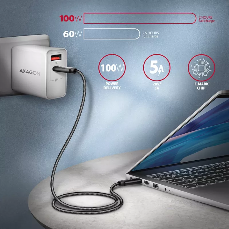 Cabo USB Axagon BUCM432-CM10AB USB4 Gen 3x2 1 m USB C preto