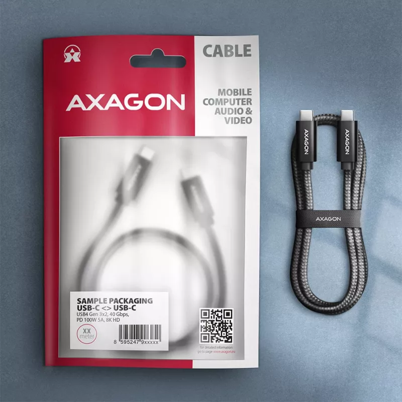 Cabo USB Axagon BUCM432-CM10AB USB4 Gen 3x2 1 m USB C preto