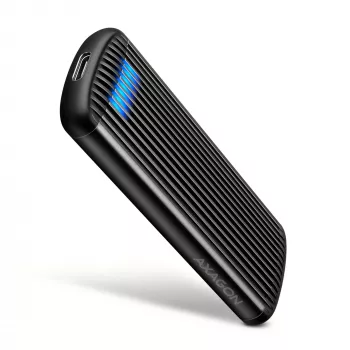 AXAGON EEM2-SC caixa externa USB-C 10 Gbit/s em metal sem parafusos para SSD M.2 NVMe, uma ranhura, cinzento