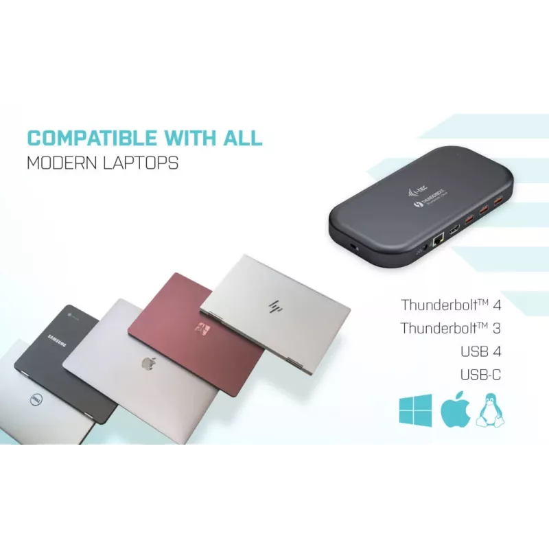 i-tec Thunderbolt 3/USB-C estação de acoplamento Dual-4K + cabo USB-C para DisplayPort (1,5 m) + fonte de alimentação 60 W