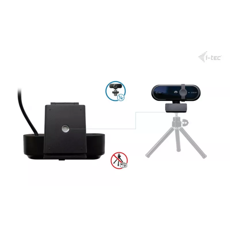 Webcam ITEC SOLOMON 100 1080p, 2 MP, Full HD 1920×1080, USB, suporte de fixação, preto
