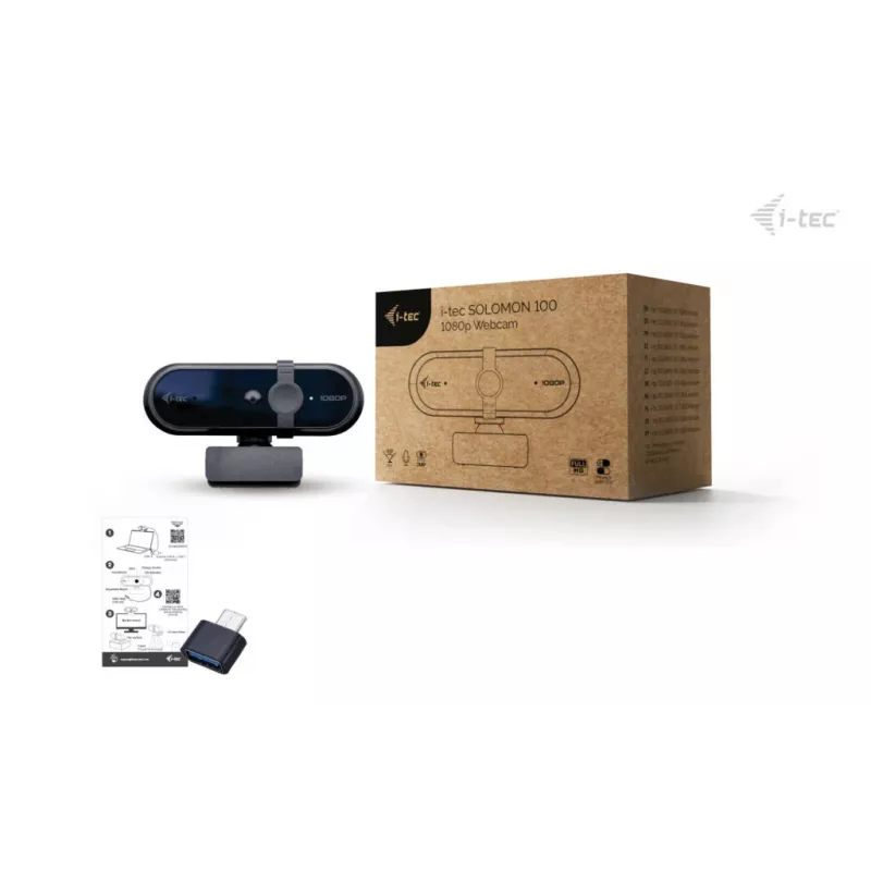 Webcam ITEC SOLOMON 100 1080p, 2 MP, Full HD 1920×1080, USB, suporte de fixação, preto