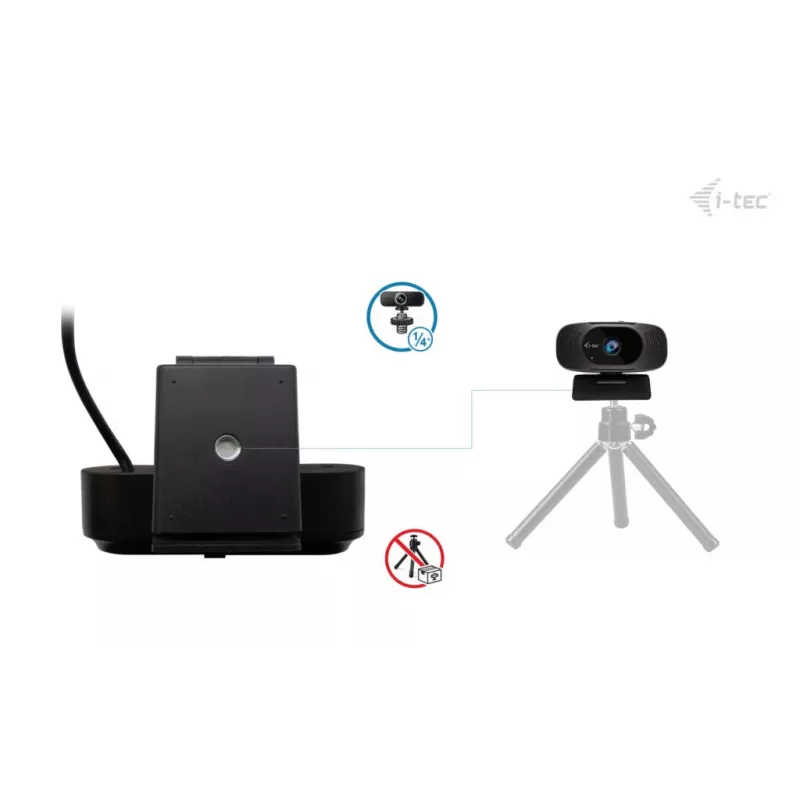 Webcam i-tec SOLOMON 300 4K, USB, 3840×2160, 8,29 MP, suporte de fixação, preto