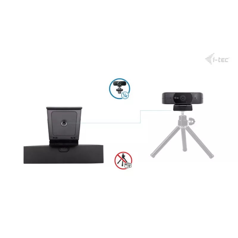 Webcam ITEC i-tec SOLOMON 500 4K PDAF — 4K Ultra HD, 3840×2160, USB, suporte de fixação, preto