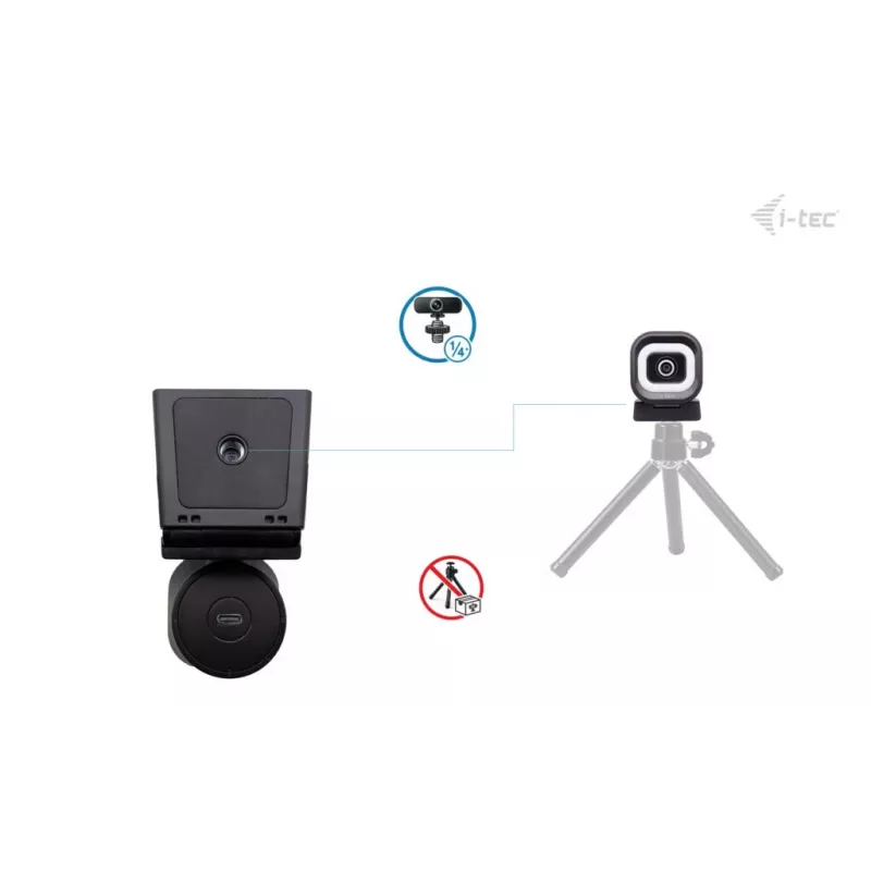 Webcam ITEC i-tec SOLOMON 700 STREAM 4K com 3840x2160@60fps, 8,29 MP, USB-C, rosca de tripé de 1/4 polegadas