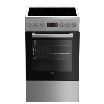 Fogão independente BEKO FSM57300GX — placa vitrocerâmica 4 zonas, forno elétrico, aço inoxidável, 50 cm
