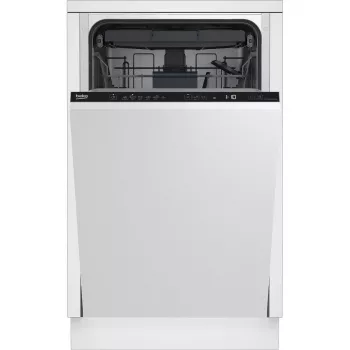 Máquina de lavar loiça BEKO DIS46120 totalmente integrada Slimline 45 cm, 11 serviços, branca, 46 dB, classe de eficiência energética E