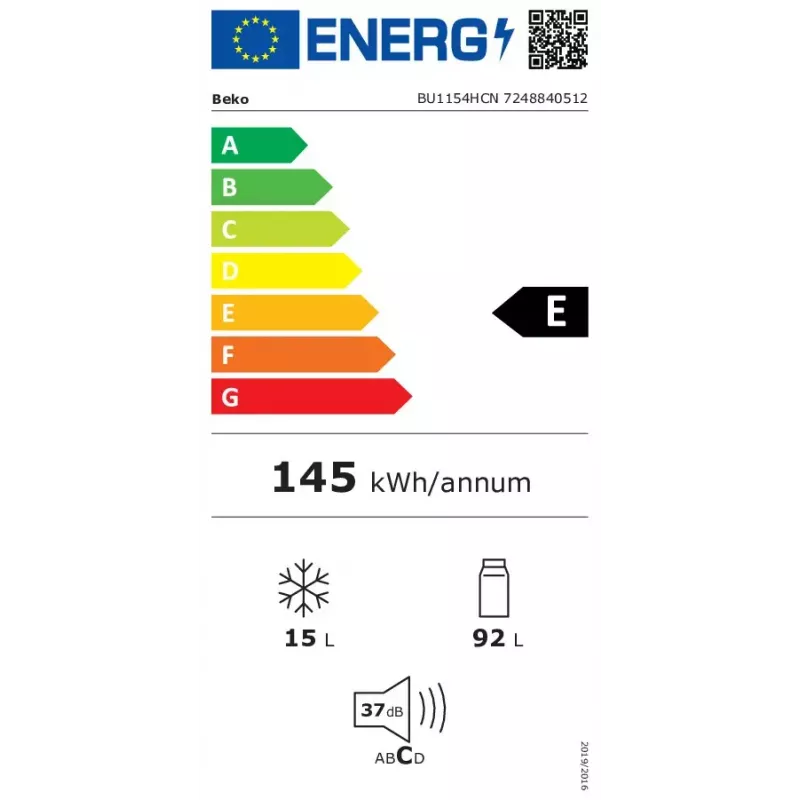 Beko BU1154HCN combinado frigorífico-congelador de encastrar 107 L branco