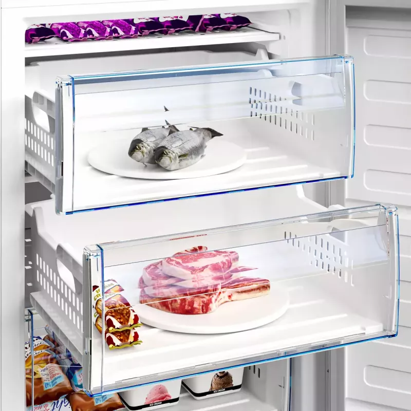 Congelador Beko RFSA240M41WN — 215 L, branco, Fast Freeze, porta reversível