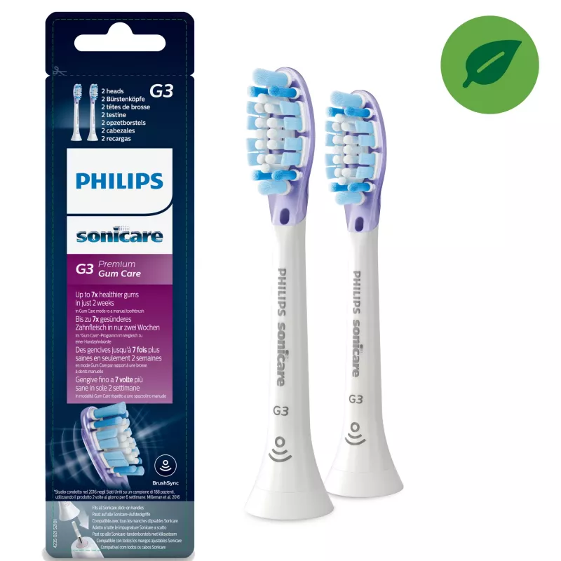 Cabeças de escova de dentes sónica substituíveis Philips Sonicare G3 Premium Gum Care HX9052/17 2x