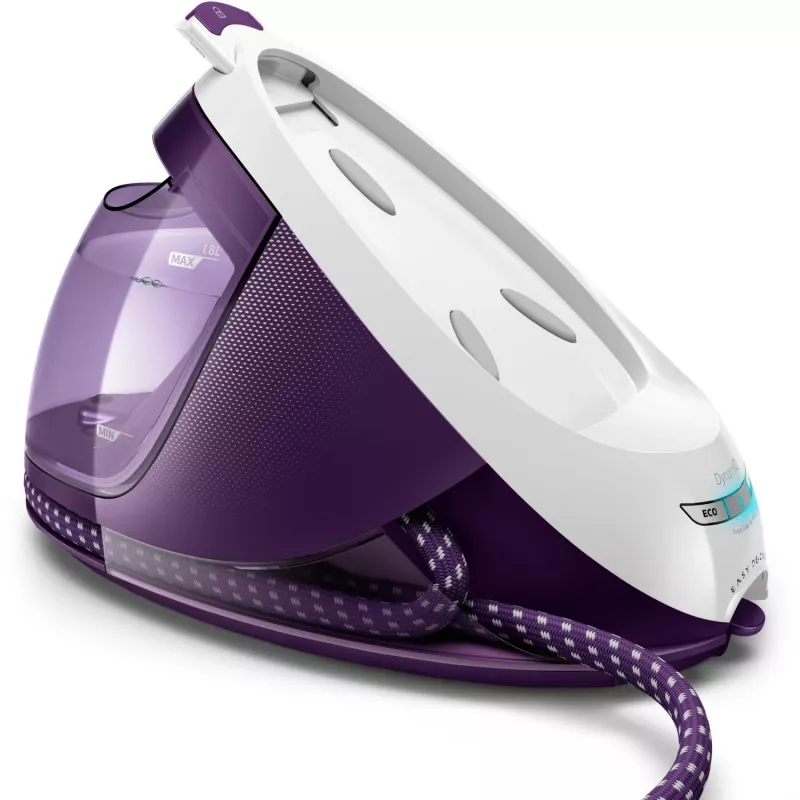 Central de engomar a vapor Philips GC9660/30 — depósito de água de 1,8 l, pressão de 7,5 bar, golpe de vapor de 520 g/min, base de engomar T-ionicGlide