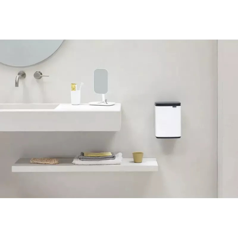 Balde do lixo Brabantia Bo 4 L retangular aço preto branco