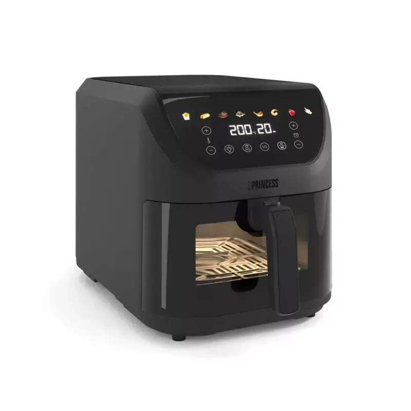 Fritadeira de ar quente Princess 182476 Single 8 l, 2000 W, controlo por toque, preto, mín. 80 °C