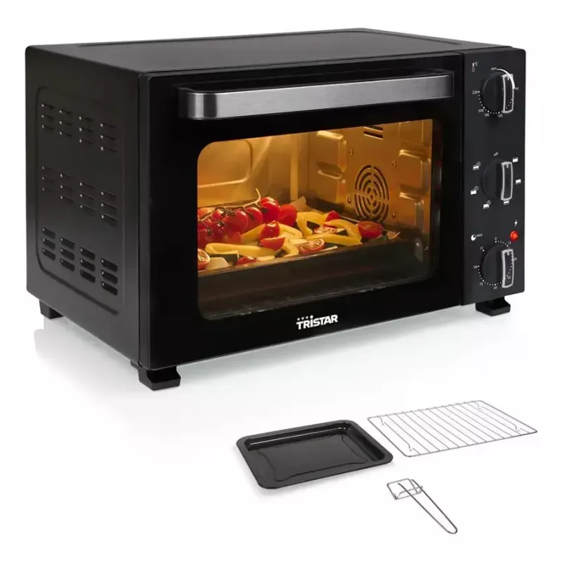 Forno de mesa compacto Tristar OV-3627 — 27 L, 1500 W, preto, botões rotativos
