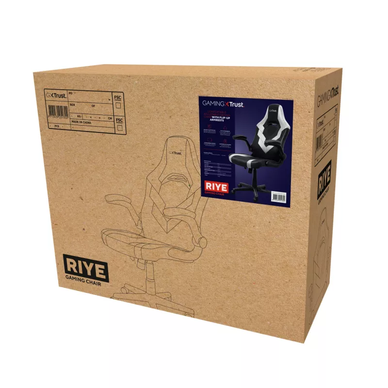 Cadeira gaming universal Trust GXT 703W RIYE preto branco 140 kg