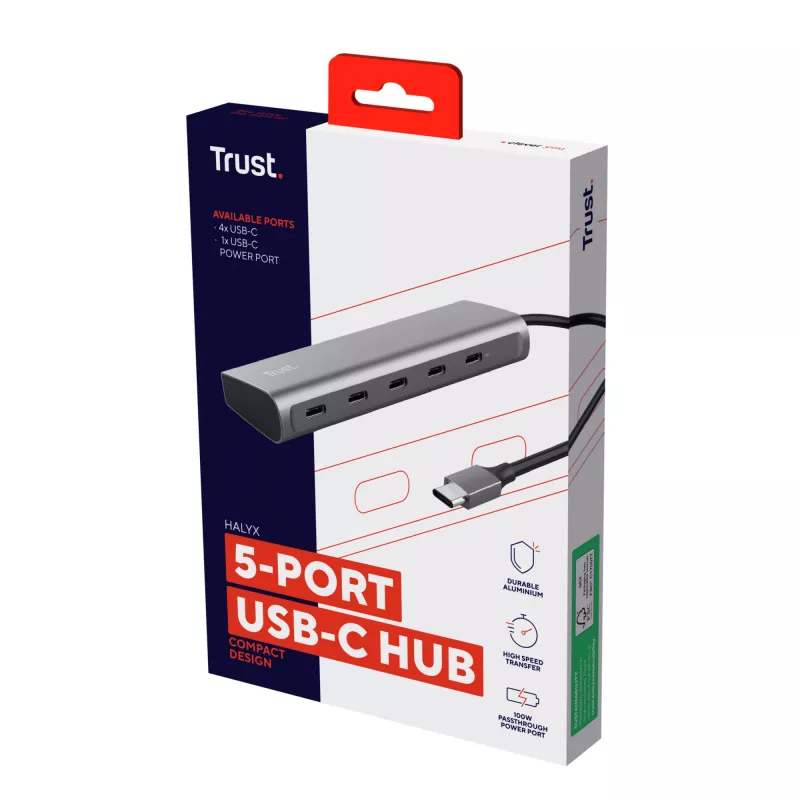 Trust Halyx USB 3.2 Gen 1 (3.1 Gen 1) Type-C prateado