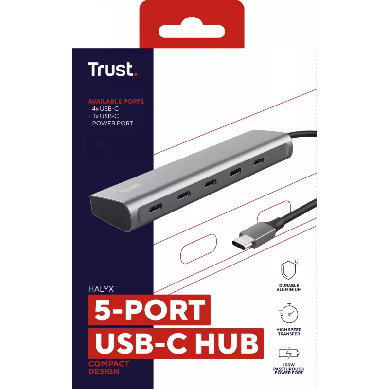 Trust Halyx USB 3.2 Gen 1 (3.1 Gen 1) Type-C prateado