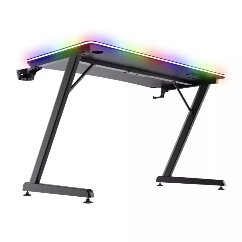 Secretária Trust GXT 710 Luminus Pro preta retangular ABS/PC 1200x600x740mm