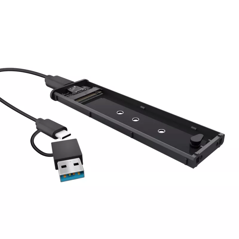 Caixa SSD TRUST 25806 preta para M.2, unidade única, até 4 TB, USB Type-C 10 Gbit/s (USB 3.2 Gen 2)