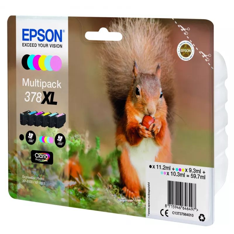 Epson Squirrel multipack 6 cores 378XL tinta Claria Photo HD