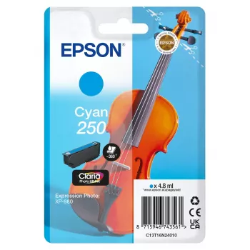 Tinteiro Epson 250 Claria Photo HD Ciano Original, Embalagem Individual 4,8 ml