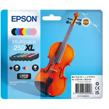 Epson 250XL Violin Claria Photo HD Tinteiro 6 unid. Original Alto (XL) Rendimento Preto, Ciano, Ciano Claro, Magenta Claro, Magenta, Amarelo