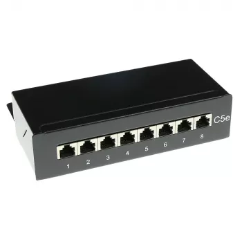 Caixa de patch panel CAT5E blindada 8 portas para montagem à superfície ACT FA5001, 173×44×109 mm