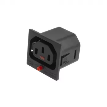 Cabo de alimentação ACT C13 IEC Lock Net Entree (1 tomada) - preto, PA135015BK, C13, preto, vermelho, conector fêmea, reto, termoplástico, 2000 V