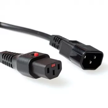 Cabo de alimentação ACT Powercord C13 IEC Lock - C14 preto 1,5 m, PC1003